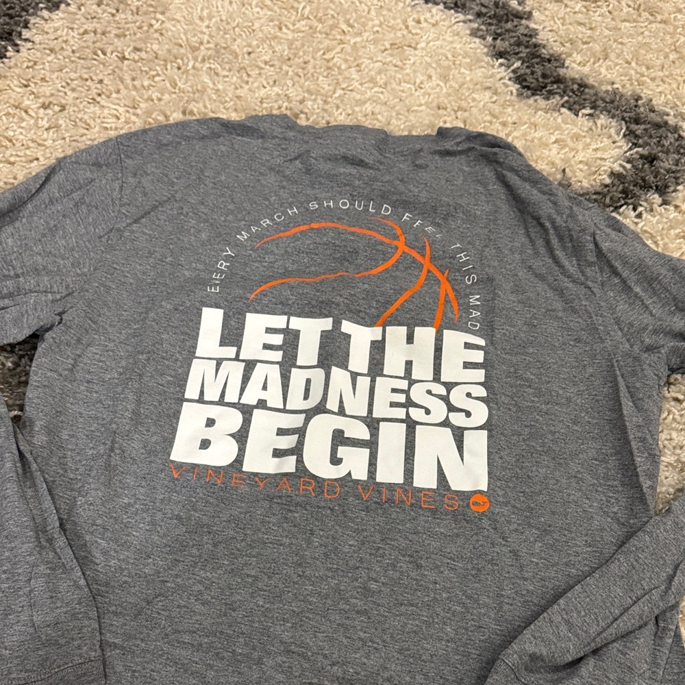 Vineyard Vines Gray and Orange Basketball Shirt
